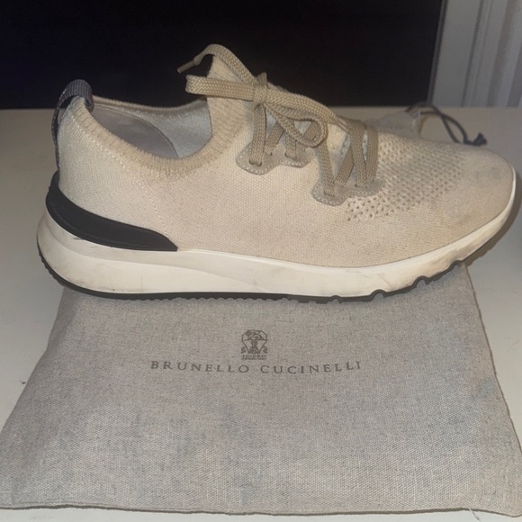 Brunello Cucinelli Light Tan Knit Sneakers - Picture 10 of 11